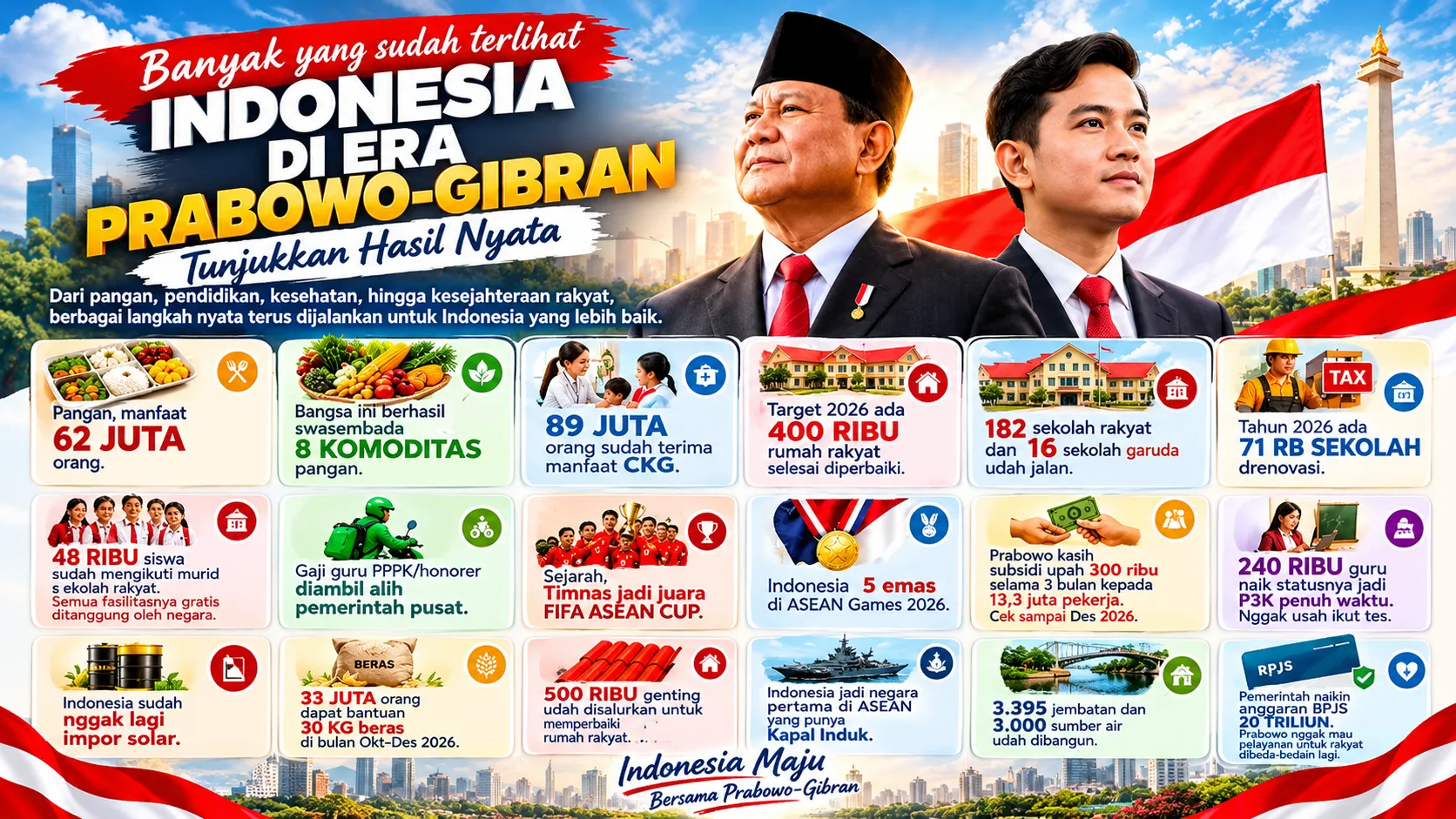 Indonesia di Era Prabowo-Gibran, Pemerintah Soroti Capaian Program Pangan, Pendidikan, Kesehatan, dan Infrastruktur